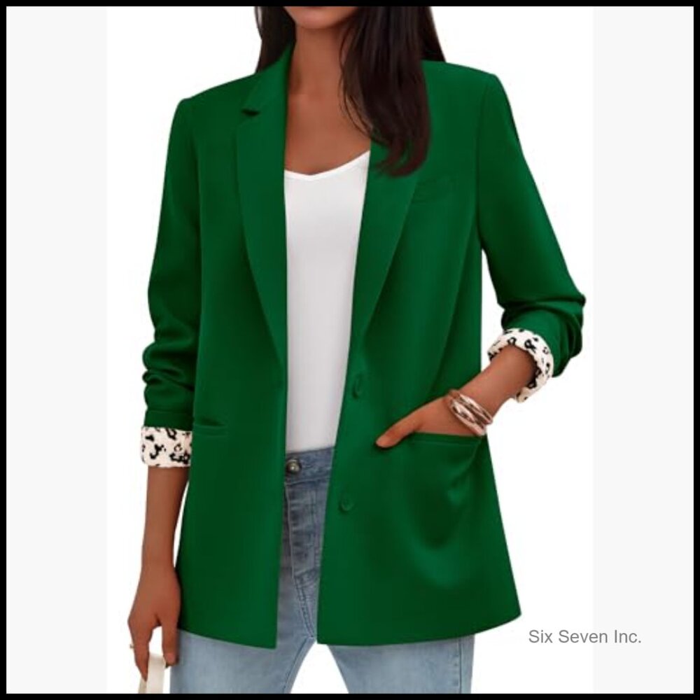 Polyester Blazer with Leopard Lining for Business… - image 2